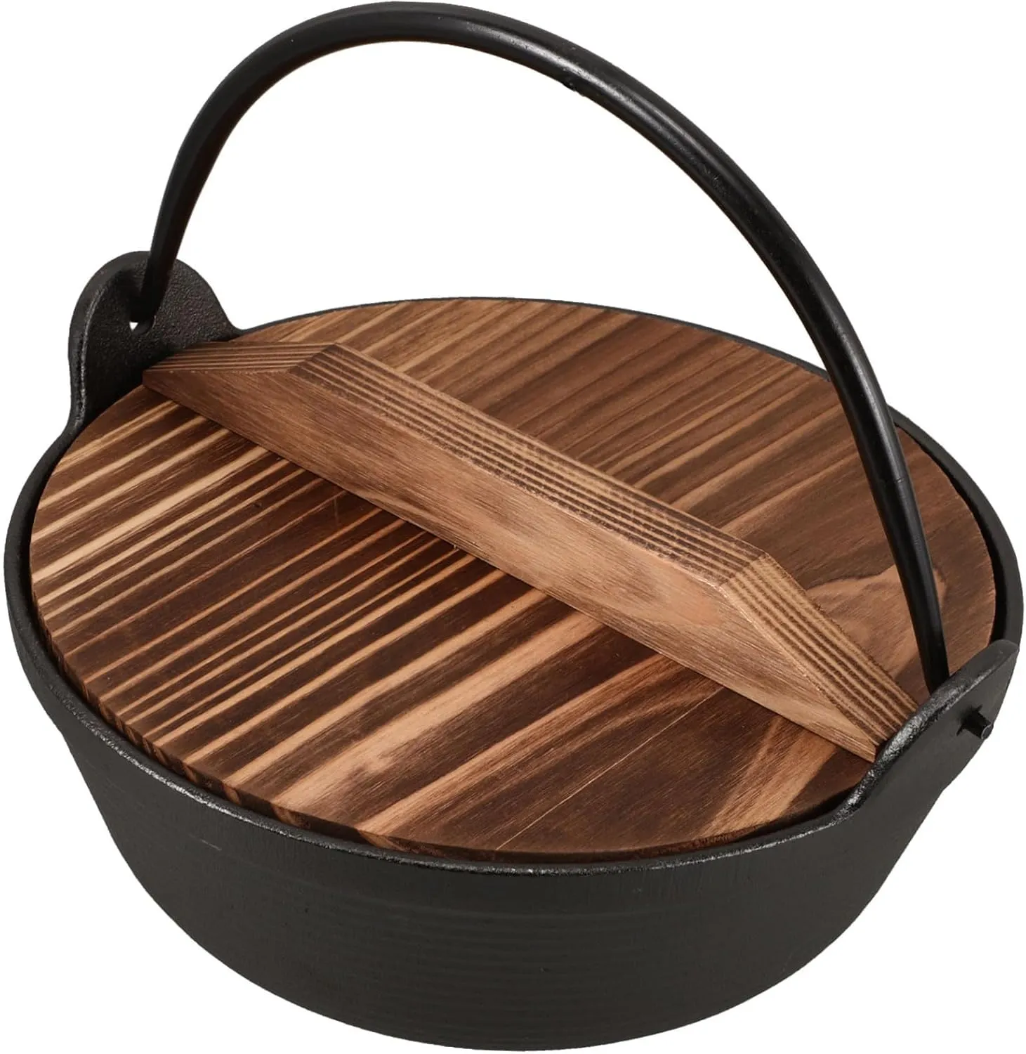 SUPVOX 1set Cast Iron Camping Cookware Hanging Pot with Lid for Outdoor Cooking for Family Meals and Flavorful Soups and Stews for Versatile Use