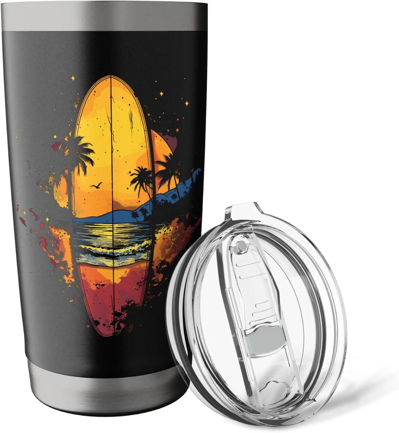 Surfboard Artwork Boardsport Surfing Trip Stainless Steel Insulated Tumbler