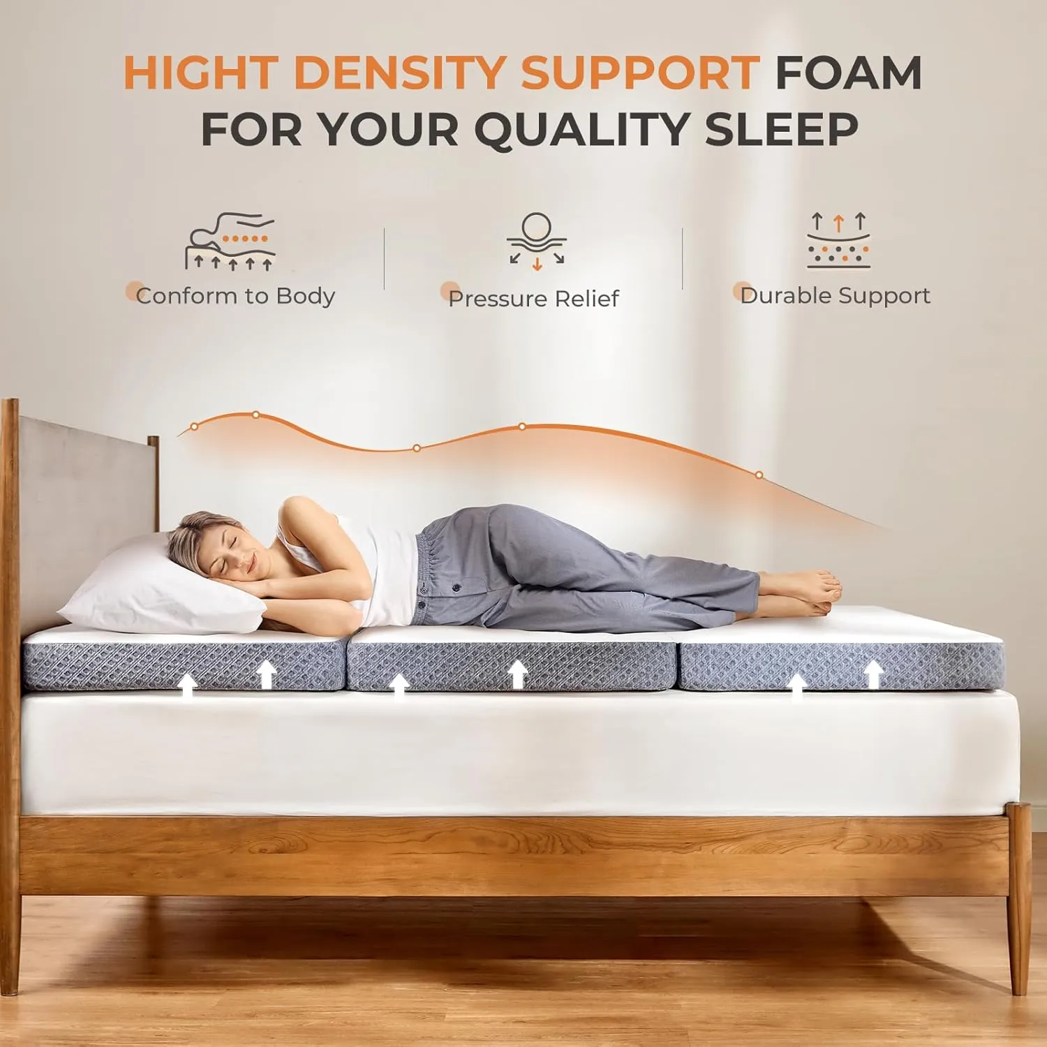 Sweetnight Tri Folding Mattress - 4-inch Foldable Mattress with a Collapsible and Washable Cover | Medium-Firm with Non-Slip Design | Suitable for RV Travel, Camping, Guest