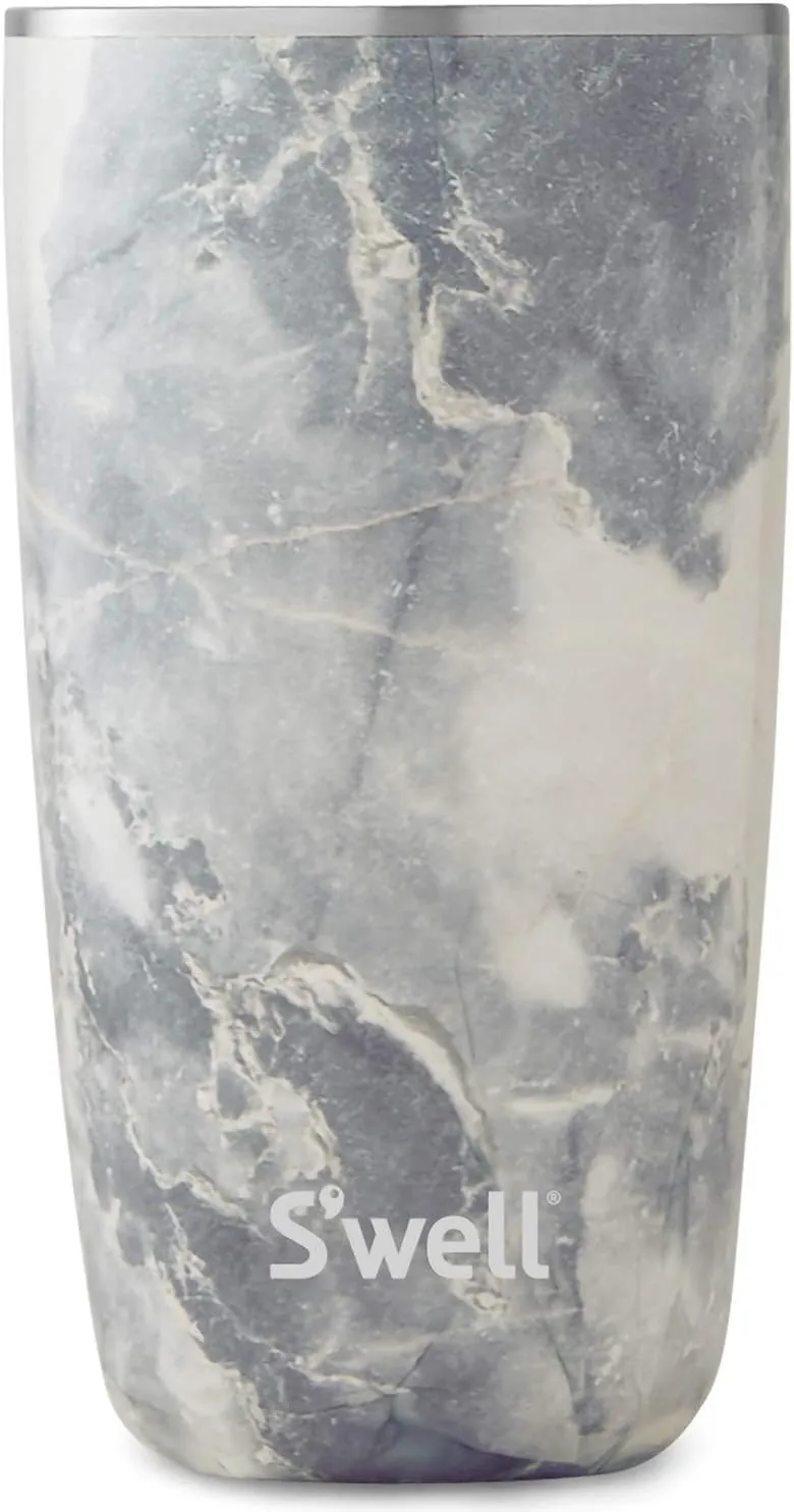 S'well Stainless Steel Insulated Containers Keeps Drinks Cold for 17 Hours and Hot for 4 - with No Condensation - BPA Free Water Bottle, 18 oz,Tumbler Blue Granite