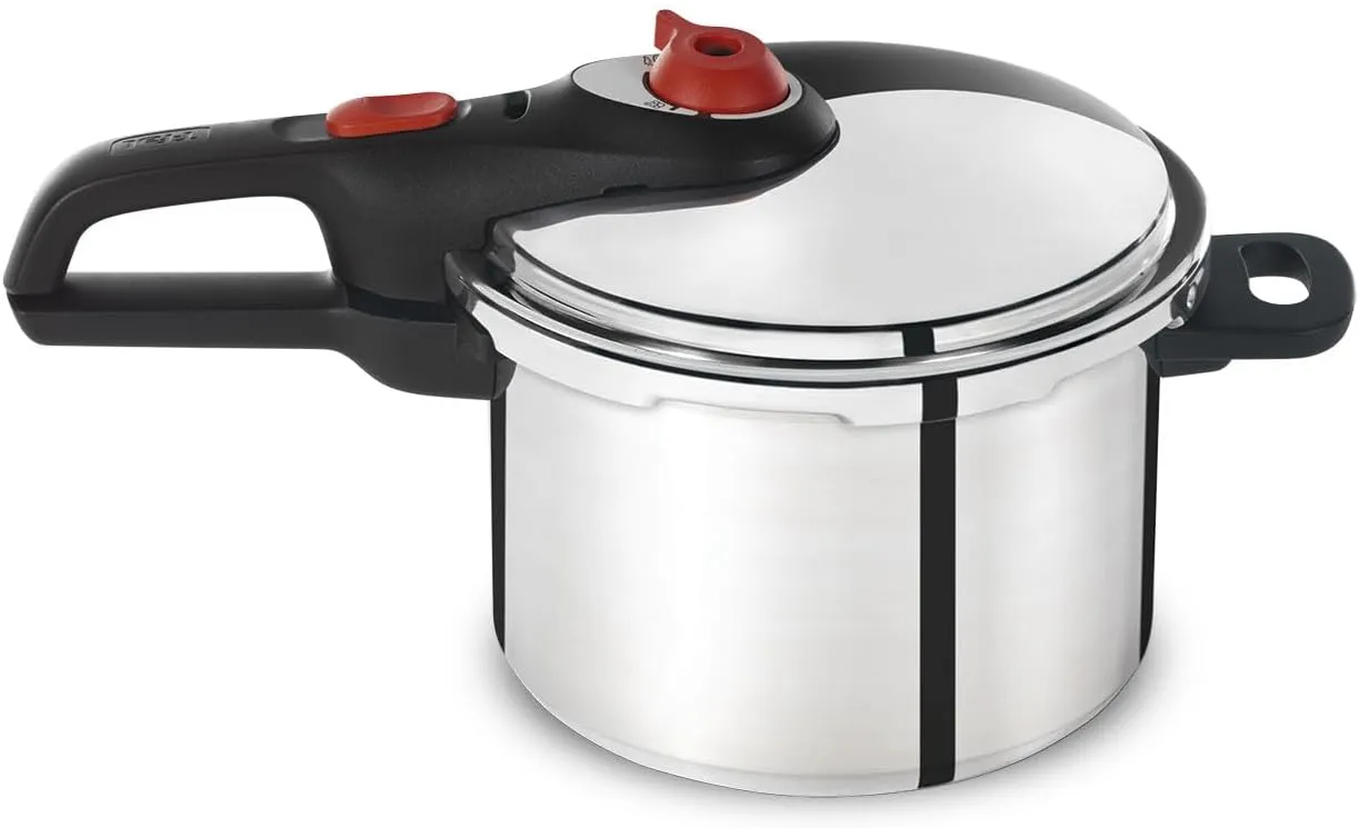 T-fal P2614634 Secure Aluminum Initiatives 12-PSI Pressure Cooker Cookware, 6-Quart, Siver