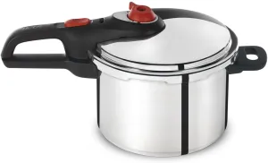 T-fal P2614634 Secure Aluminum Initiatives 12-PSI Pressure Cooker Cookware, 6-Quart, Siver