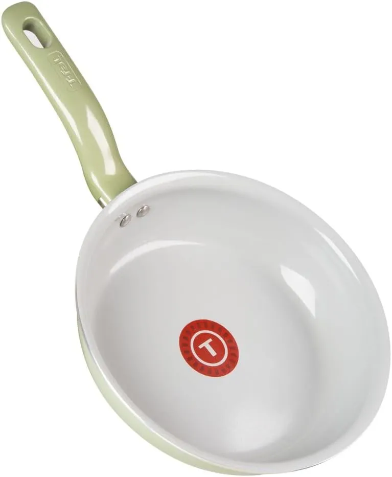 T-fal Recycled Ceramic Nonstick Cookware Set 12 Piece, Oven Safe 350F, Pots and Pans, Fry Pan, Kitchen tools, Green