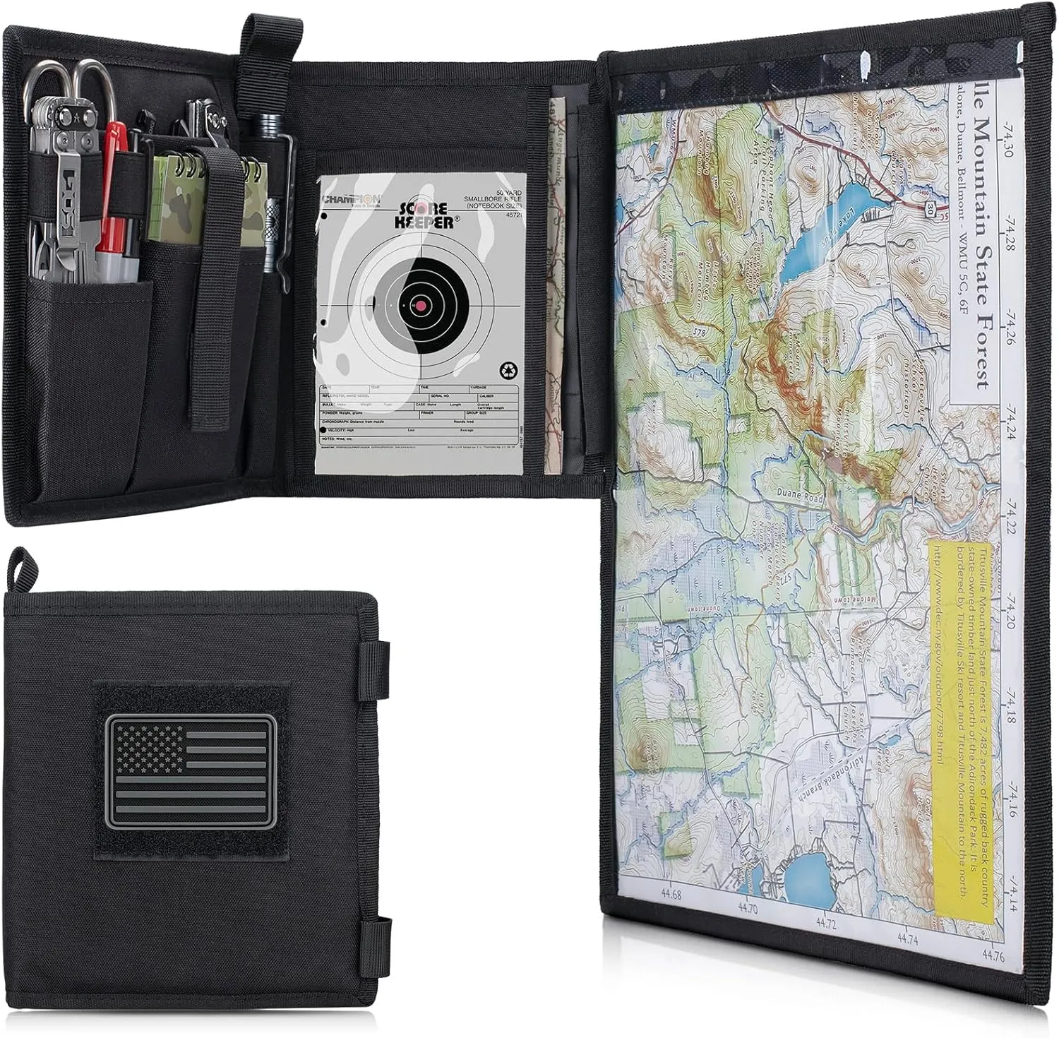 Tactical Pouch Military Map Case Holder Army Foldable Map Storage Pouch Multifunctional for Outdoors or Hiking - 13"x10" Clear Viewing Area,1000D Oxford   Waterproof TPU