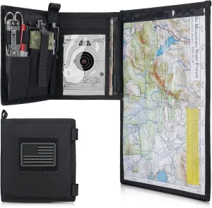 Tactical Pouch Military Map Case Holder Army Foldable Map Storage Pouch Multifunctional for Outdoors or Hiking - 13"x10" Clear Viewing Area,1000D Oxford   Waterproof TPU