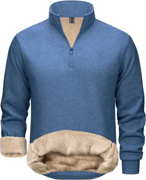 TACVASEN Men's Quarter Zip Sweatshirt Sherpa Lined Fleece Zipper Pullover Heavyweight Winter Warm Cotton Sweater