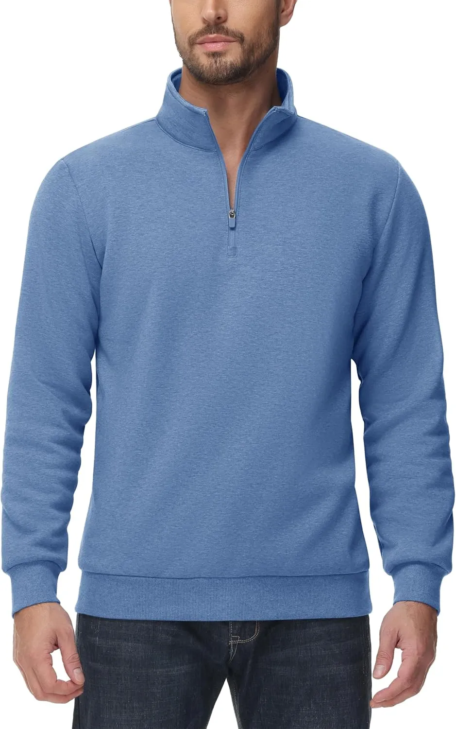 TACVASEN Men's Quarter Zip Sweatshirt Sherpa Lined Fleece Zipper Pullover Heavyweight Winter Warm Cotton Sweater