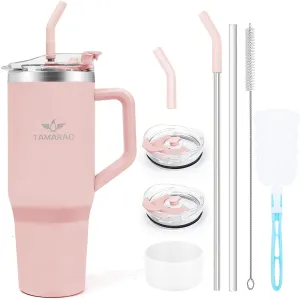 Tamarac 40 oz Tumbler With Handle and Straw Lid Wall Vacuum Reusable Stainless Steel Insulated Water Bottle Travel Mug Cup Modern Insulated Tumblers