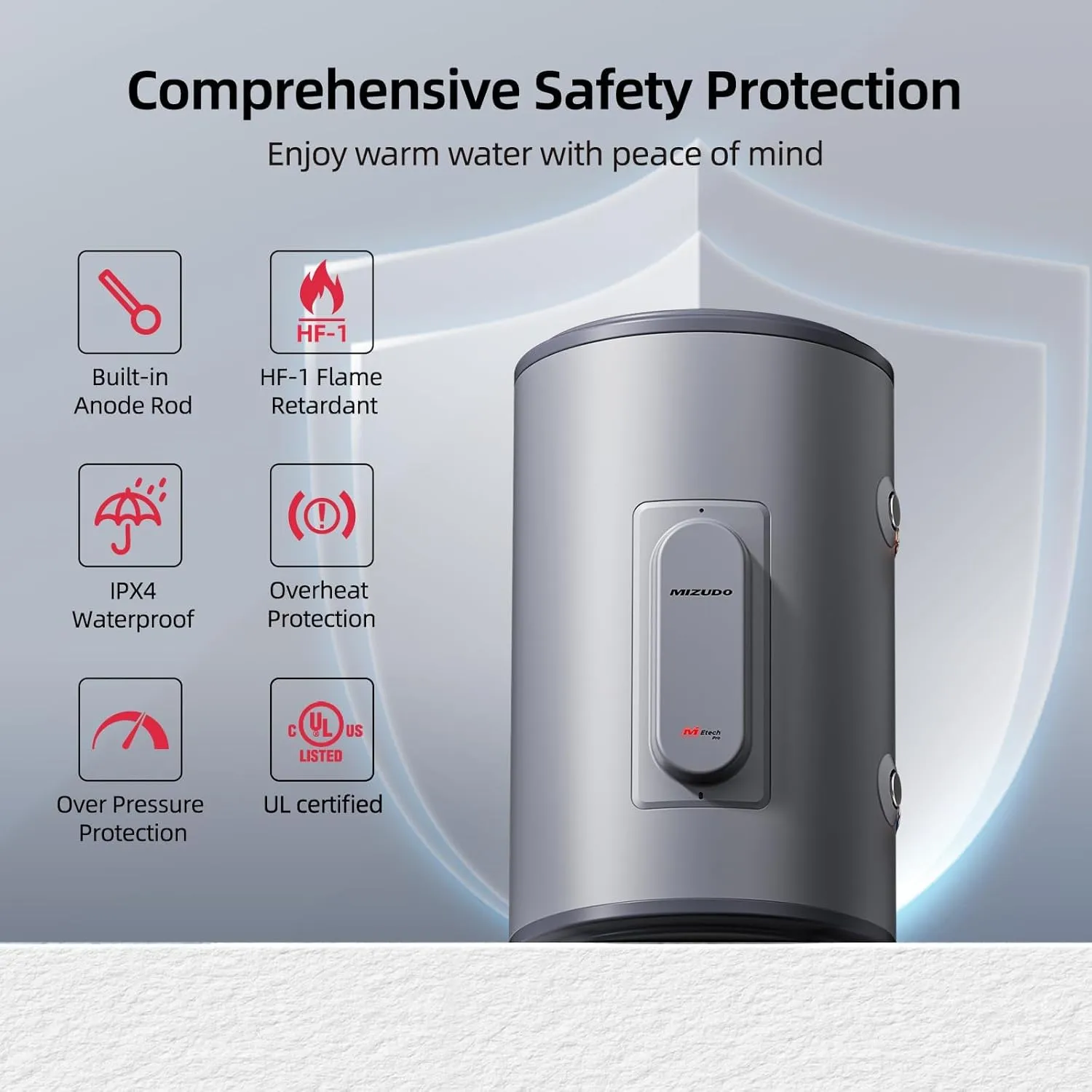 Tank Water Heater Electric, 10 Gallon Point of Use Hot Water Heater, 120V 1500W, Compact Residential Water Heater with T&P Valve, Adjustable Thermostat, UL Listed
