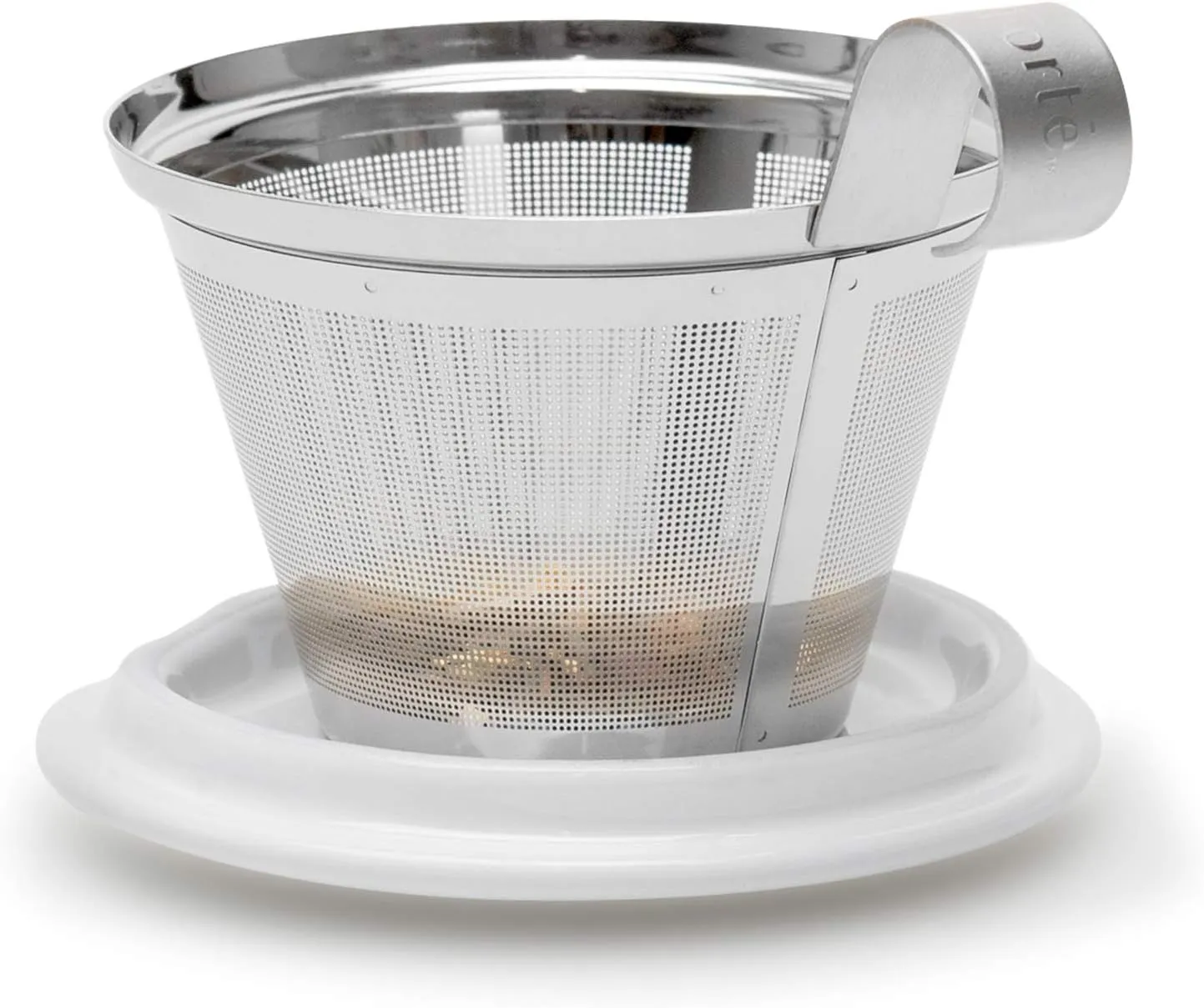 Tea Forte Chakra Double-Walled Ceramic Kati Cup with Removable Stainless Steel Infuser Basket and Lid, Steeps 12 oz Loose Leaf Tea, Lid and Cup Dishwasher & Microwave Safe, Gifts for Mom