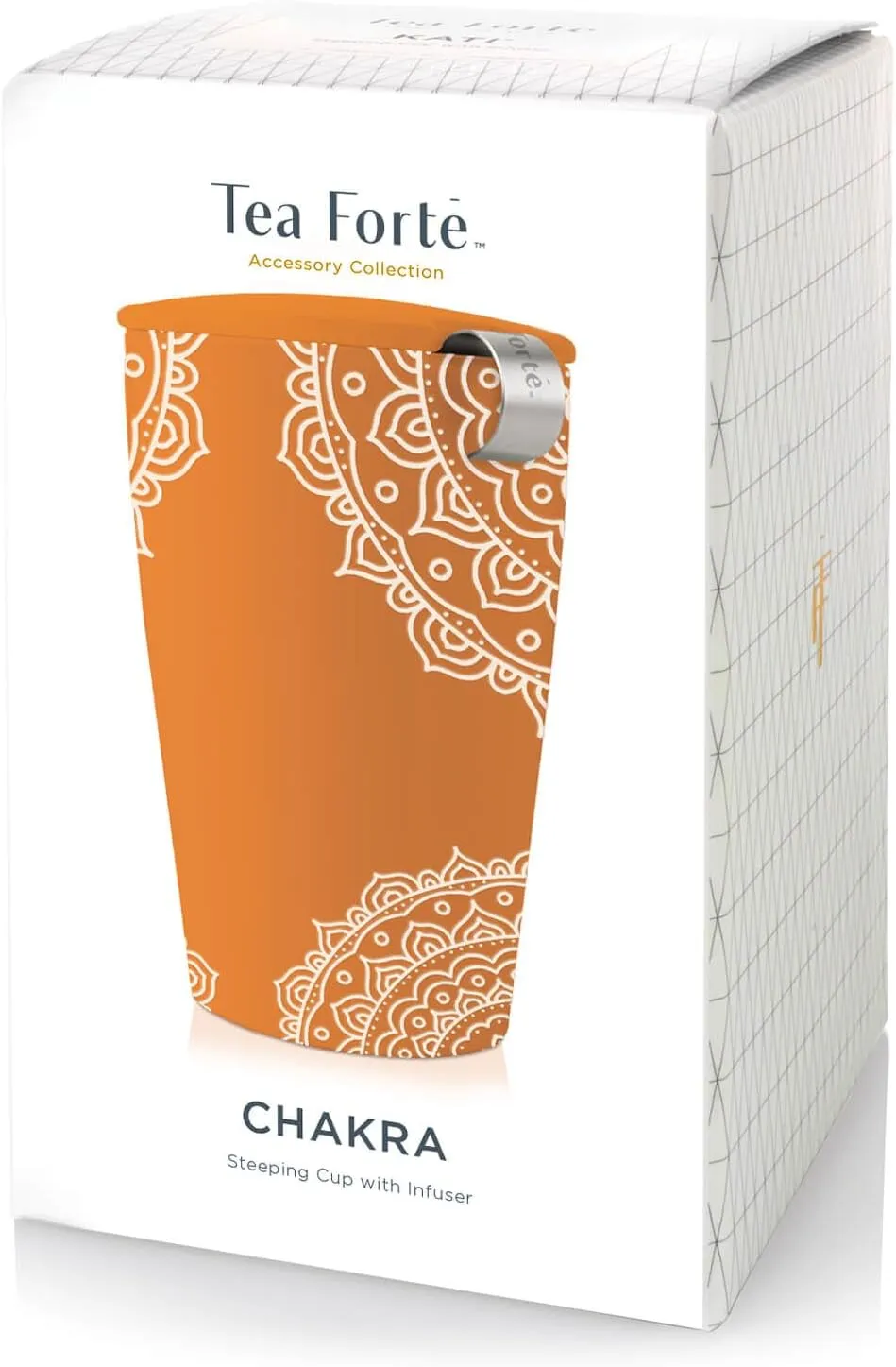 Tea Forte Chakra Double-Walled Ceramic Kati Cup with Removable Stainless Steel Infuser Basket and Lid, Steeps 12 oz Loose Leaf Tea, Lid and Cup Dishwasher & Microwave Safe, Gifts for Mom