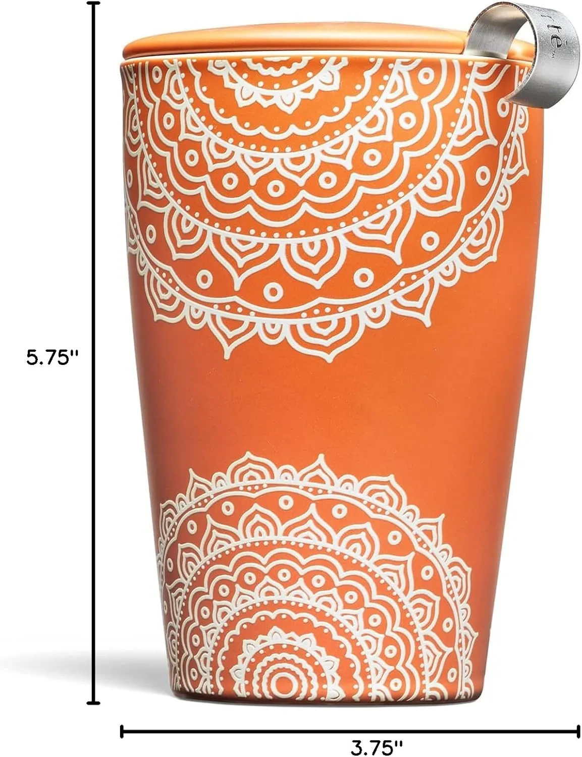 Tea Forte Chakra Double-Walled Ceramic Kati Cup with Removable Stainless Steel Infuser Basket and Lid, Steeps 12 oz Loose Leaf Tea, Lid and Cup Dishwasher & Microwave Safe, Gifts for Mom