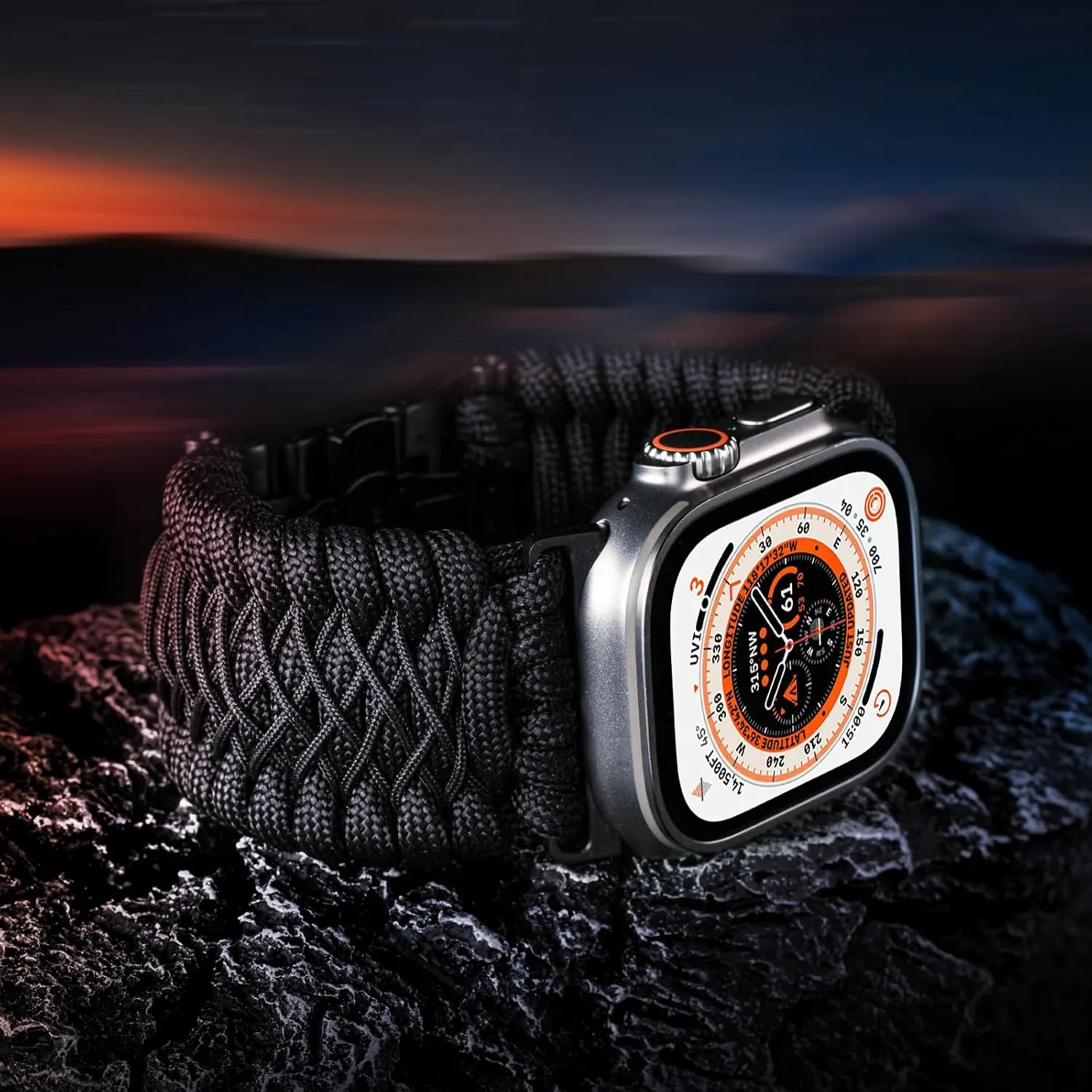 Tefeca Titan Series Paracord Band Compatible with Apple Watch Ultra 2/49mm, Series 10/46mm, 9/8/7/45mm, SE2/SE/6/5/4/44mm, and 3/2/1/42mm