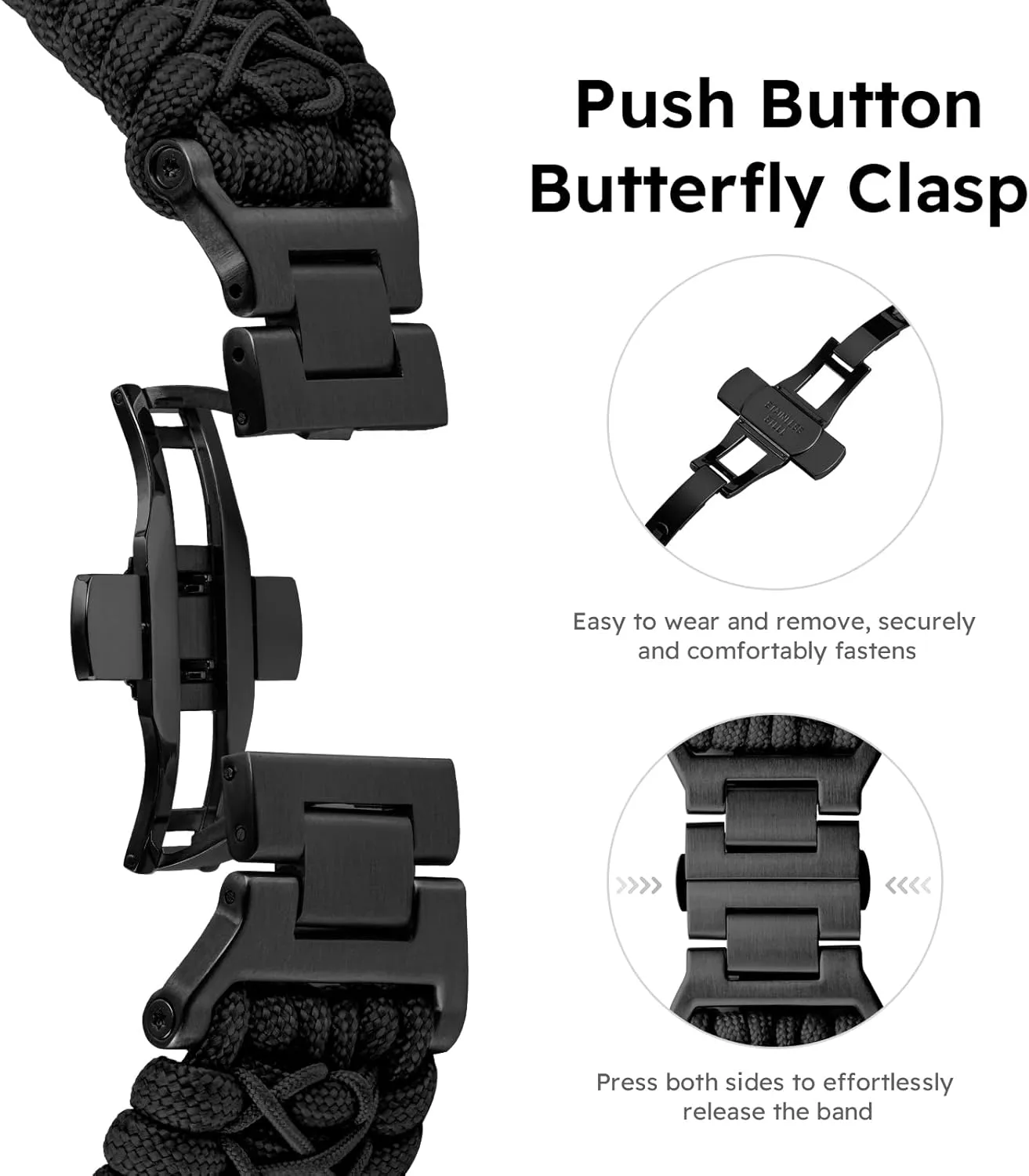 Tefeca Titan Series Paracord Band Compatible with Apple Watch Ultra 2/49mm, Series 10/46mm, 9/8/7/45mm, SE2/SE/6/5/4/44mm, and 3/2/1/42mm