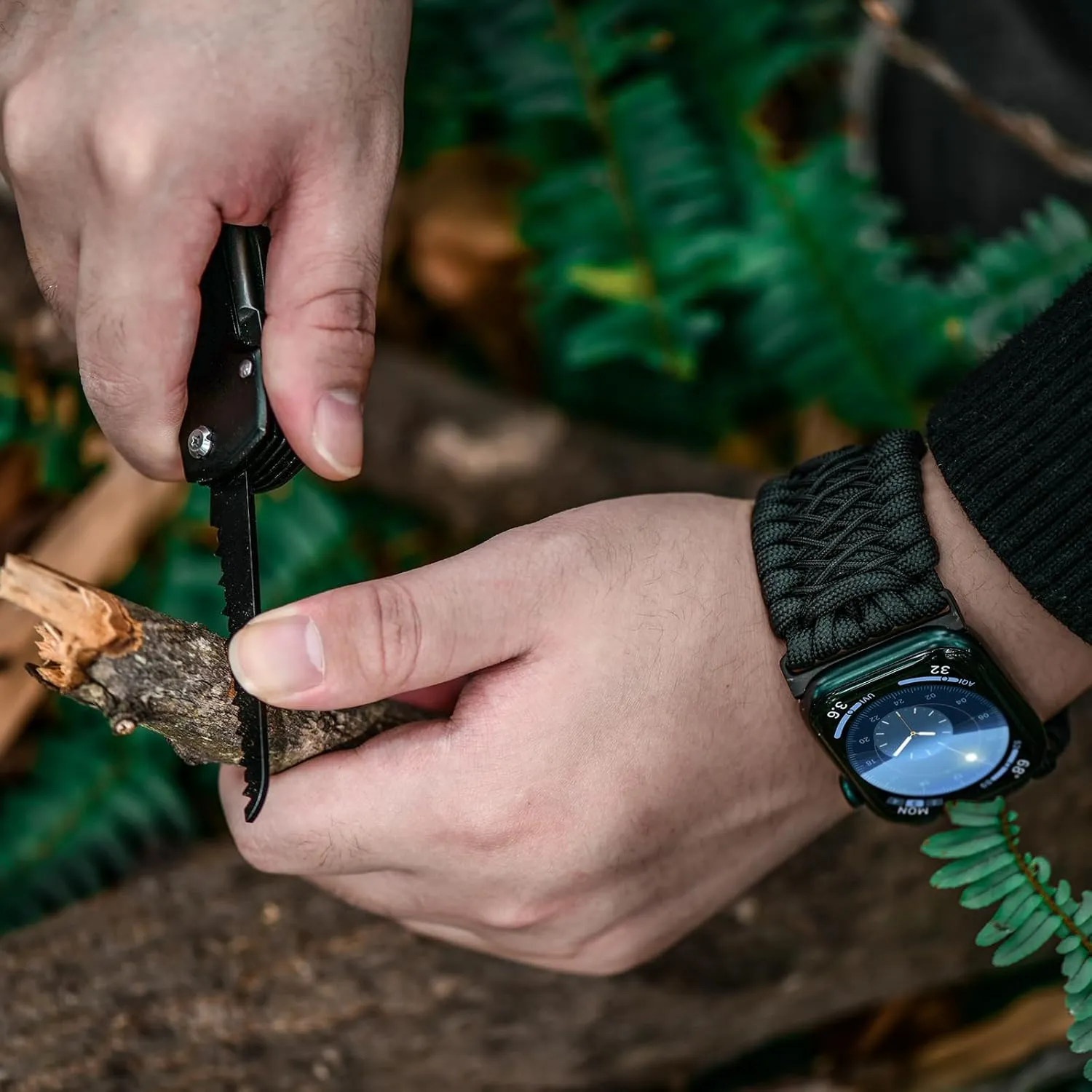 Tefeca Titan Series Paracord Band Compatible with Apple Watch Ultra 2/49mm, Series 10/46mm, 9/8/7/45mm, SE2/SE/6/5/4/44mm, and 3/2/1/42mm