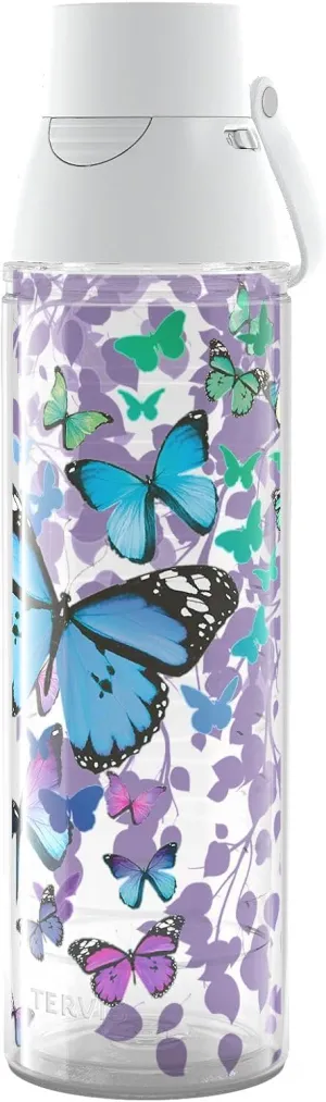 Tervis Blue Endless Butterfly Made in USA Double Walled Insulated Tumbler Travel Cup Keeps Drinks Cold & Hot, 24oz Venture Lite Water Bottle, Classic