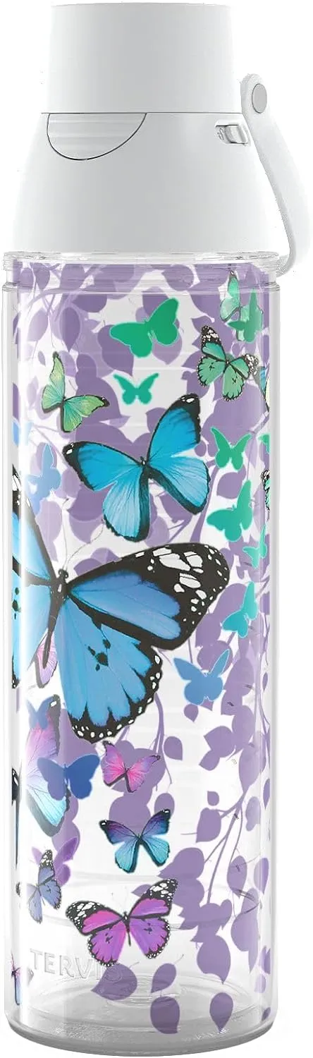 Tervis Blue Endless Butterfly Made in USA Double Walled Insulated Tumbler Travel Cup Keeps Drinks Cold & Hot, 24oz Venture Lite Water Bottle, Classic