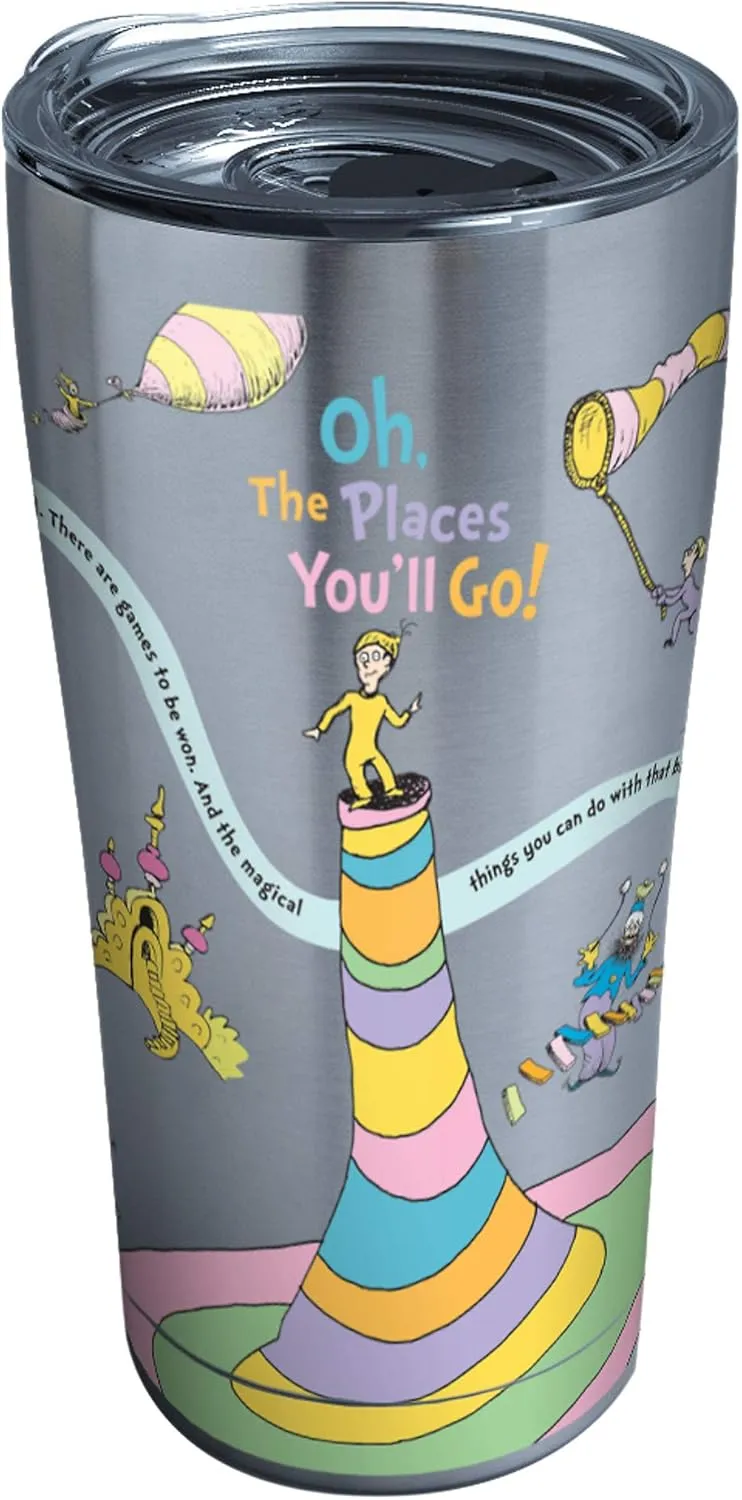 Tervis Dr. Seuss Oh the Places You'll Go Triple Walled Insulated Tumbler Travel Cup Keeps Drinks Cold & Hot, 20oz Legacy, Stainless Steel