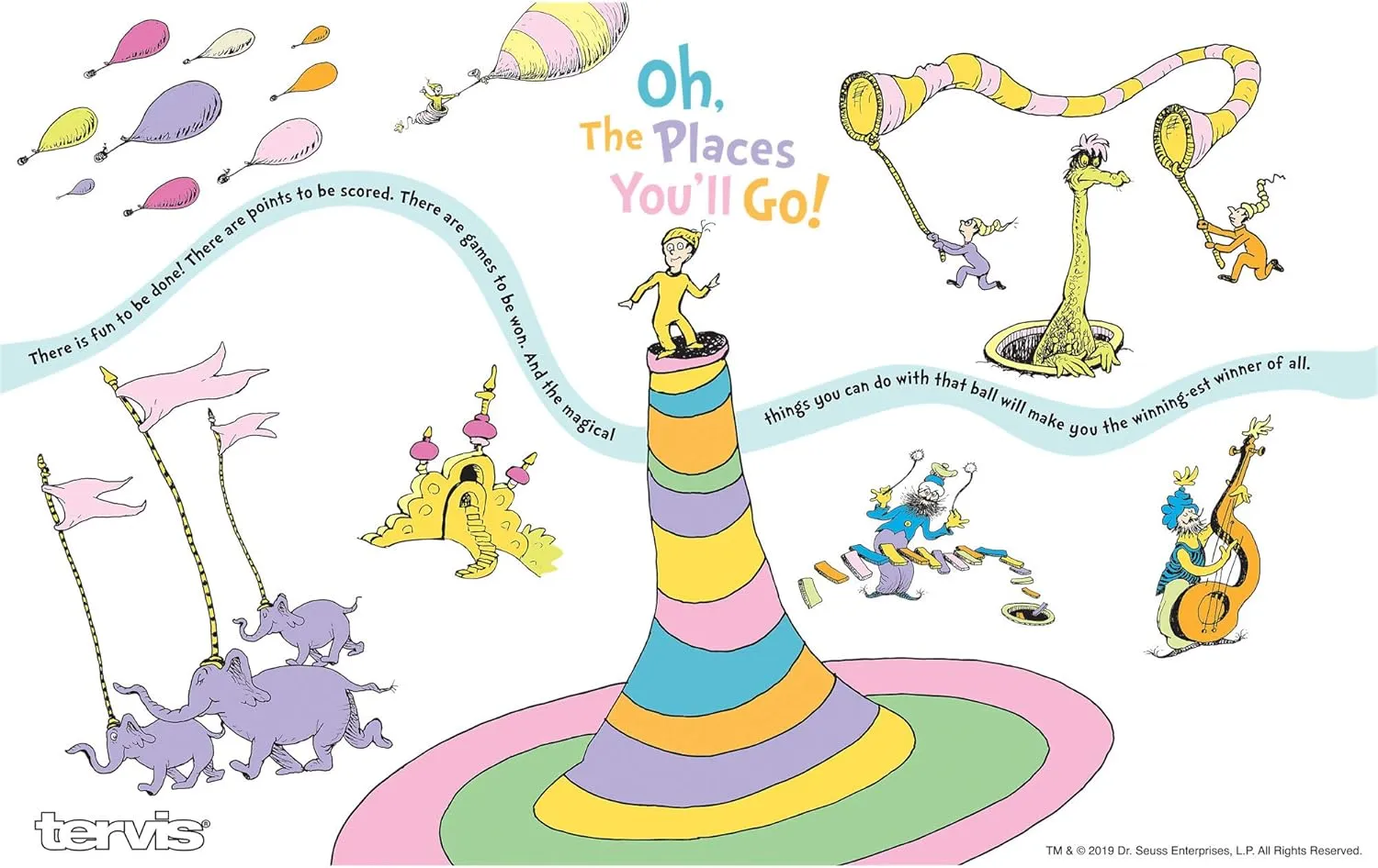 Tervis Dr. Seuss Oh the Places You'll Go Triple Walled Insulated Tumbler Travel Cup Keeps Drinks Cold & Hot, 20oz Legacy, Stainless Steel