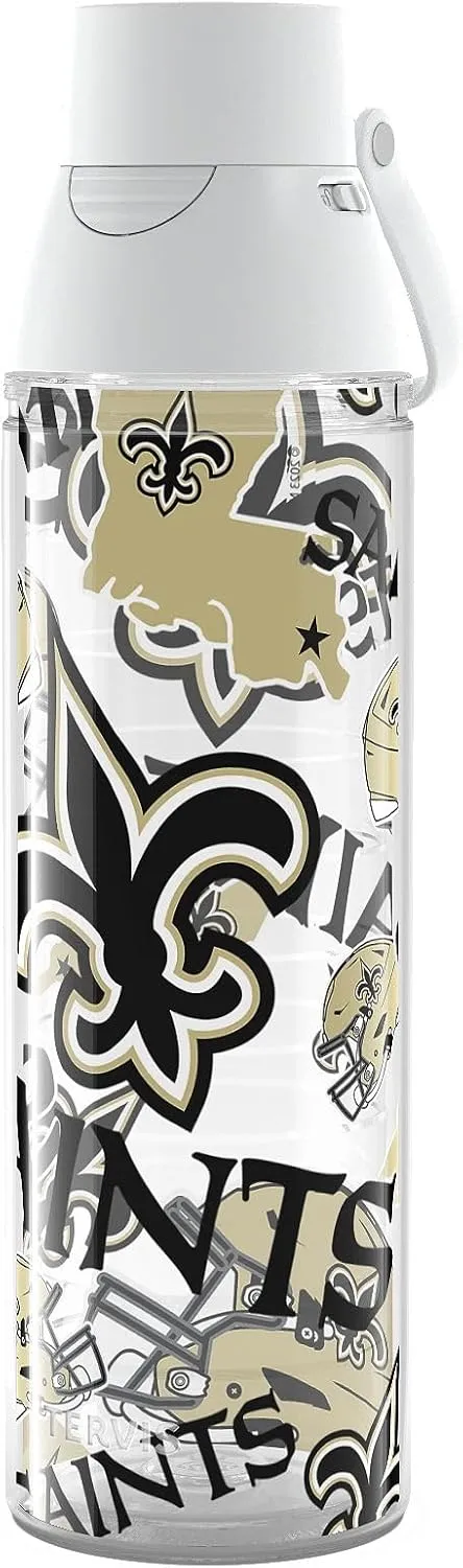 Tervis NFL New Orleans Saints-All Over Insulated Tumbler, 24oz Venture Lite Water Bottle, Classic