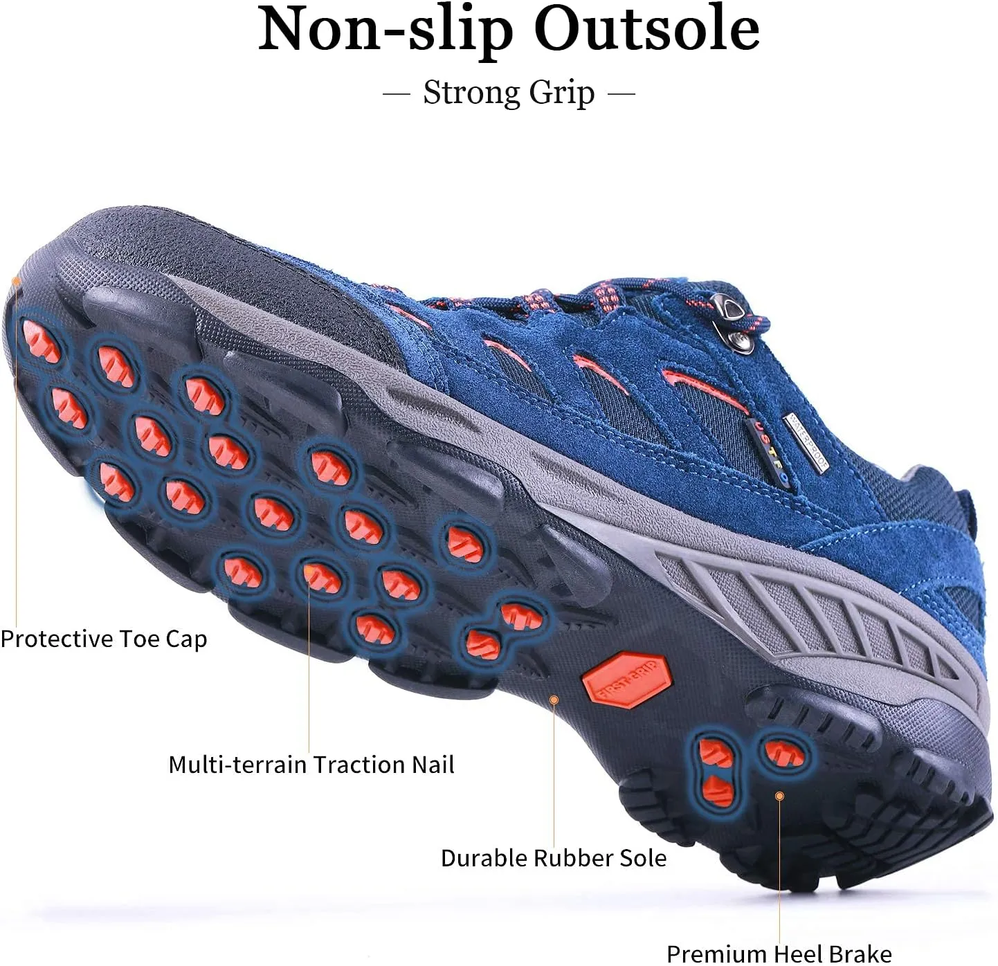 TFO Men’s Breathable Hiking Shoes Lightweight Anti-Slip Support Cushion Soft Lace-up Tear-Resistant for Outdoor Trekking Walking