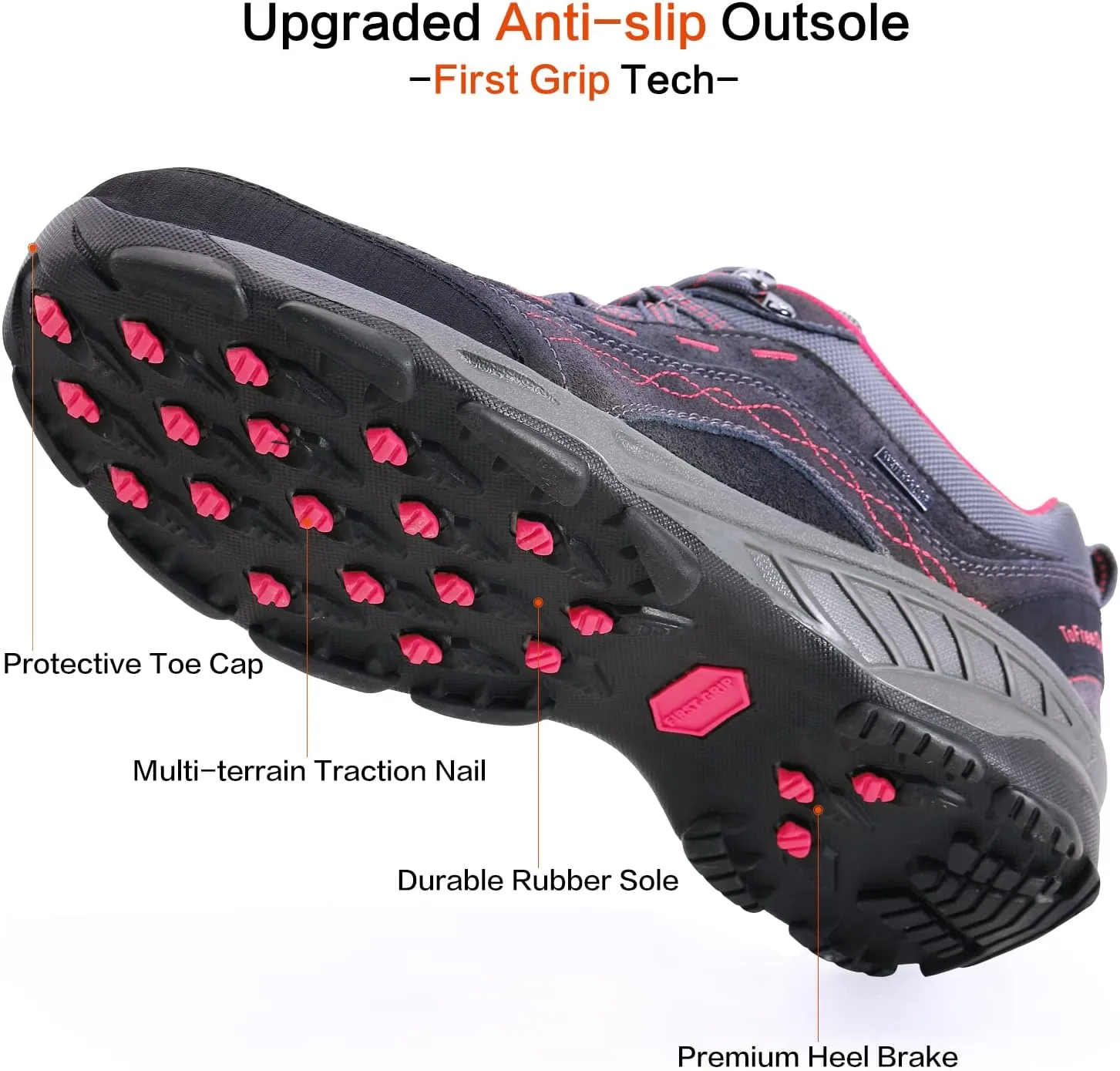 TFO Women's Hiking Shoes Anti-Slip Breathable Sneaker for Outdoor Walking Trekking
