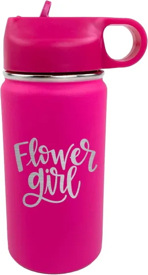 The Crafty Engineer Flower Girl or Ring Bearer Water Bottle - 12 oz Insulated Water Bottle for Kids - The Perfect Ring Bearer or Ring Security Proposal Gift - Hot Pink (Flower Girl)