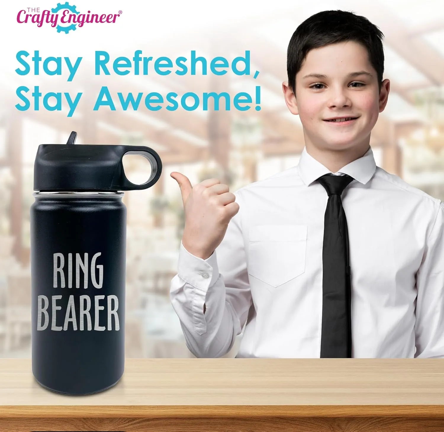 The Crafty Engineer Flower Girl or Ring Bearer Water Bottle - 12 oz Insulated Water Bottle for Kids - The Perfect Ring Bearer or Ring Security Proposal Gift - Hot Pink (Flower Girl)