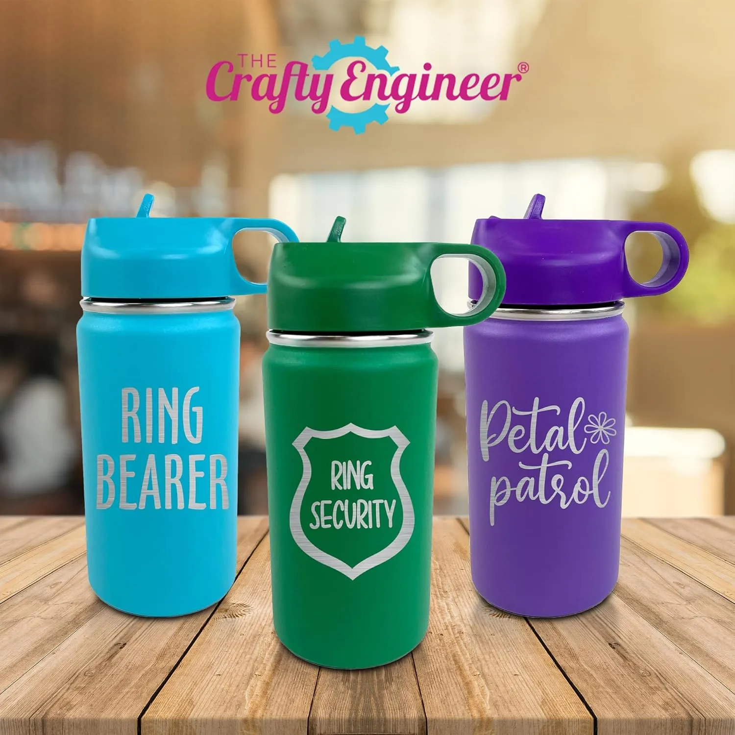 The Crafty Engineer Flower Girl or Ring Bearer Water Bottle - 12 oz Insulated Water Bottle for Kids - The Perfect Ring Bearer or Ring Security Proposal Gift - Hot Pink (Flower Girl)