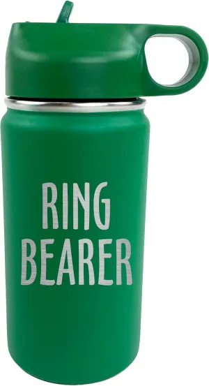 The Crafty Engineer Flower Girl or Ring Bearer Water Bottle - Insulated Water Bottle for Kids - The Perfect Ring Bearer or Ring Security Proposal Gift - 12 oz Kids Water Bottle - Green (Ring Bearer)