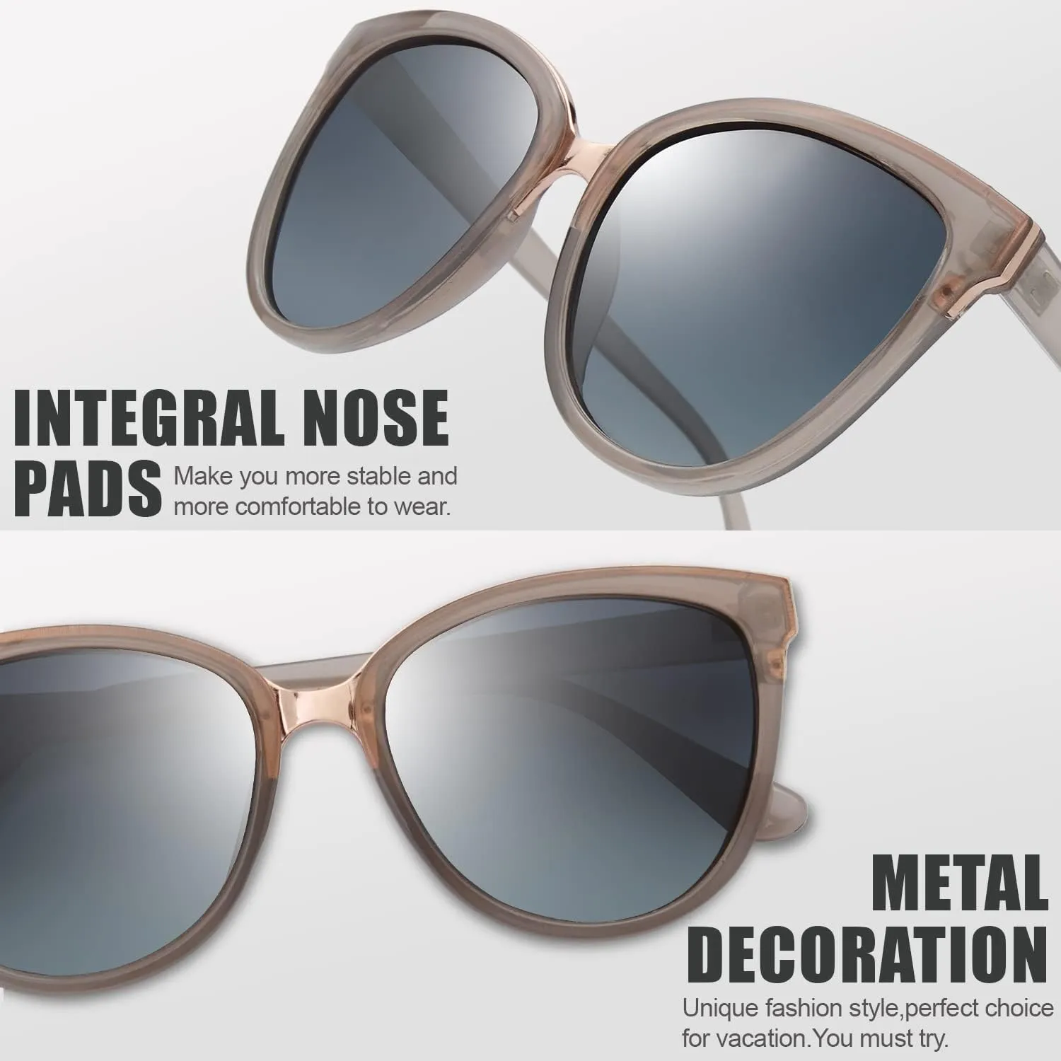 The Fresh Polarized Cat Eye Designer Tip Pointed Sunglasses FR17266P