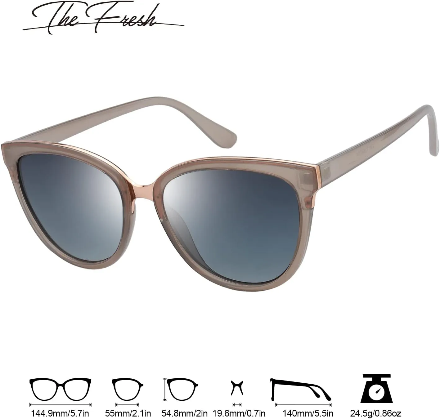 The Fresh Polarized Cat Eye Designer Tip Pointed Sunglasses FR17266P