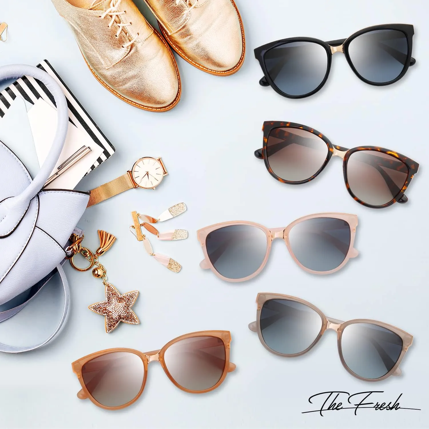 The Fresh Polarized Cat Eye Designer Tip Pointed Sunglasses FR17266P