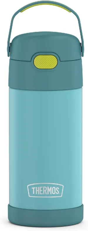 THERMOS FUNTAINER Water Bottle with Straw - 12 Ounce - Kids Stainless Steel Vacuum Insulated Water Bottle with Lid, Blue/Green