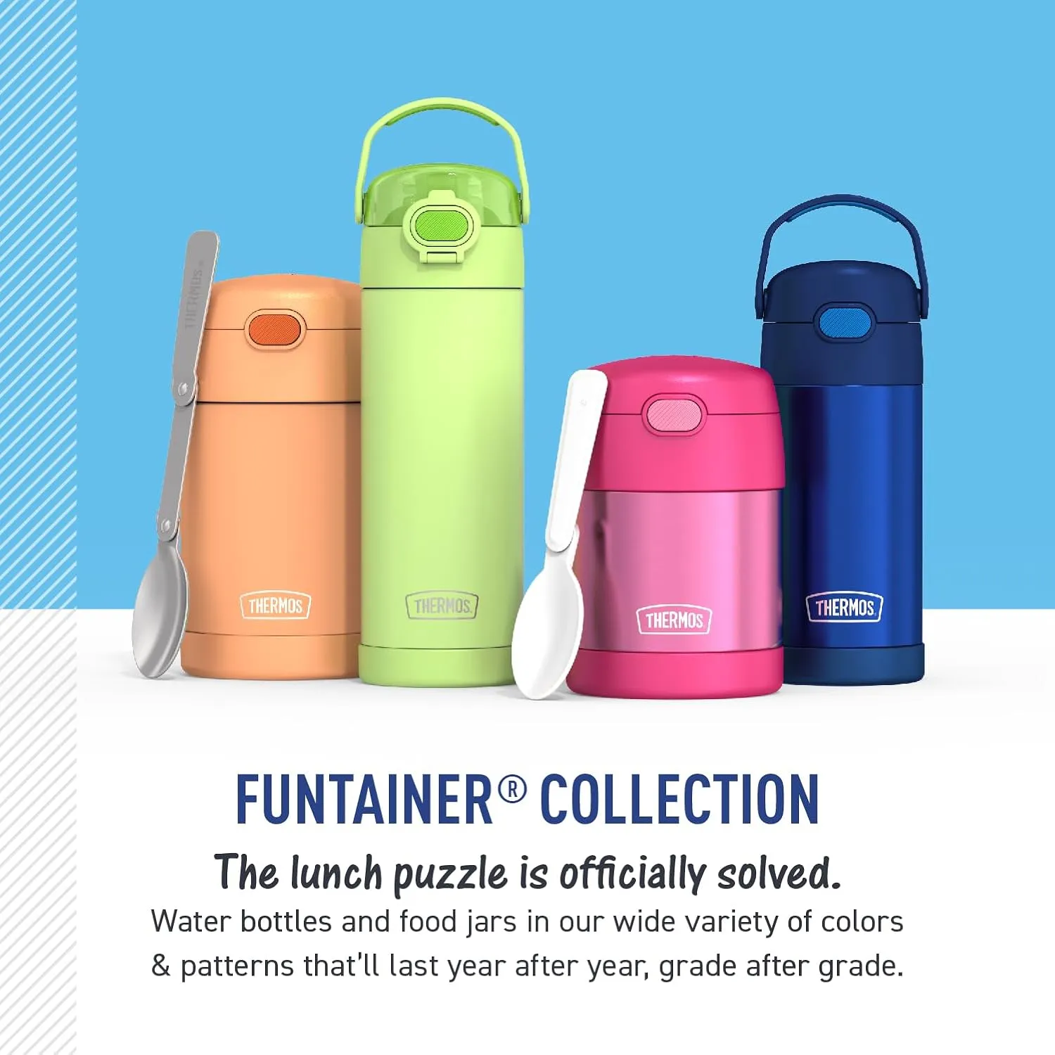 THERMOS FUNTAINER Water Bottle with Straw - 12 Ounce - Kids Stainless Steel Vacuum Insulated Water Bottle with Lid, Cocomelon