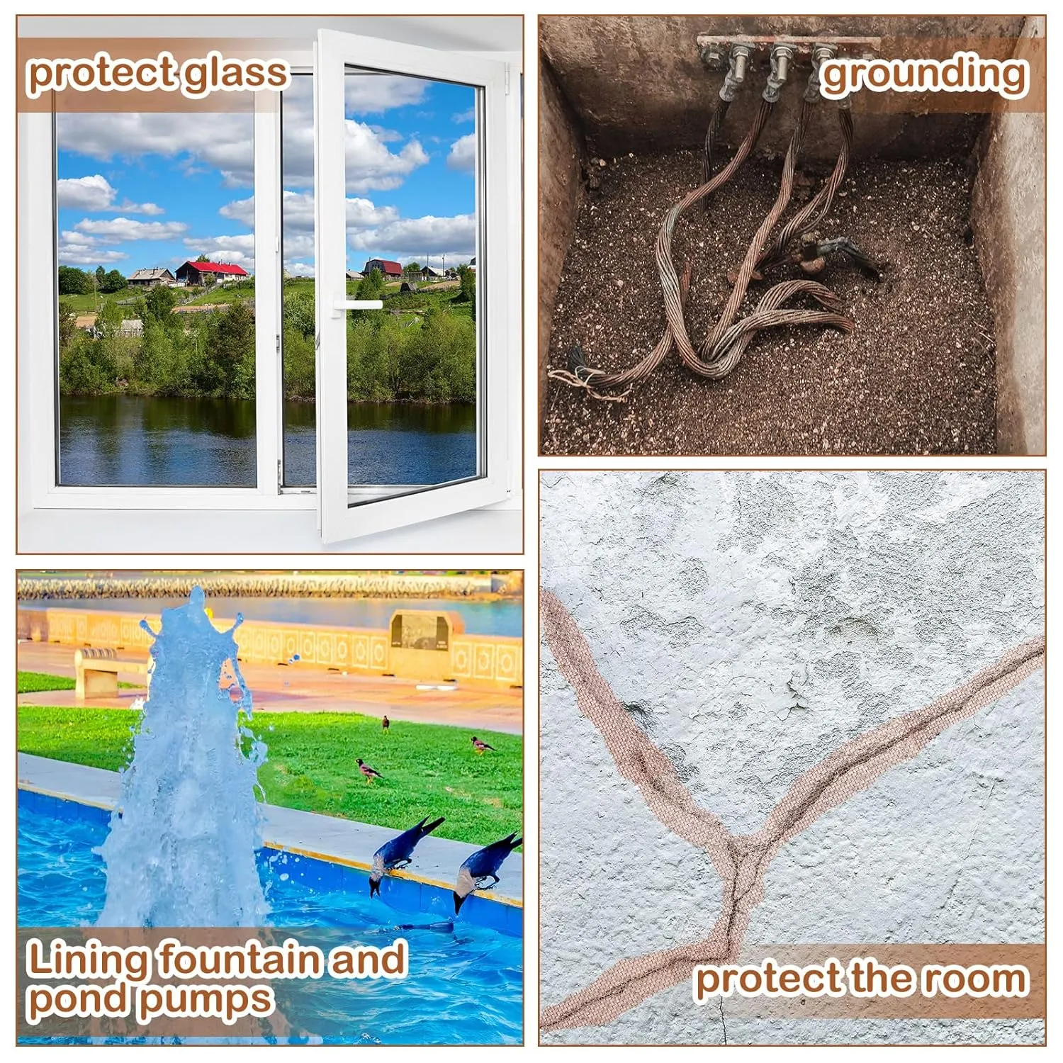 Therwen 12 Inch x 10 ft Copper Mesh Screen 99.9% Pure Copper 40 Mesh Roll Wire Fabric for Grounding Dense Filter Screen Woven Crafts Window Protection