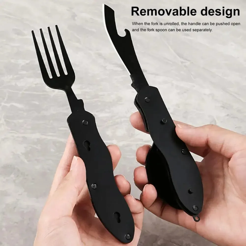 Three-in-One Multi-Tool Folding Knife Spoon Fork for Camping