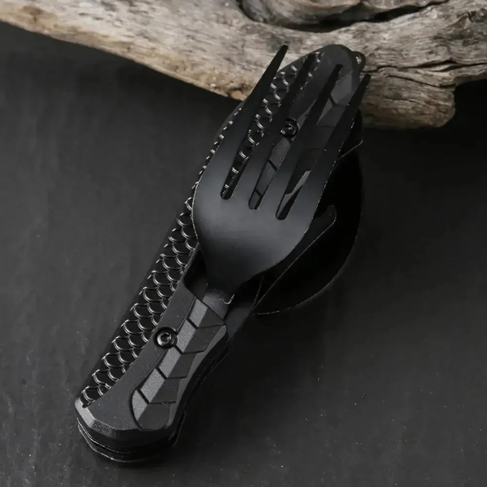 Three-in-One Multi-Tool Folding Knife Spoon Fork for Camping