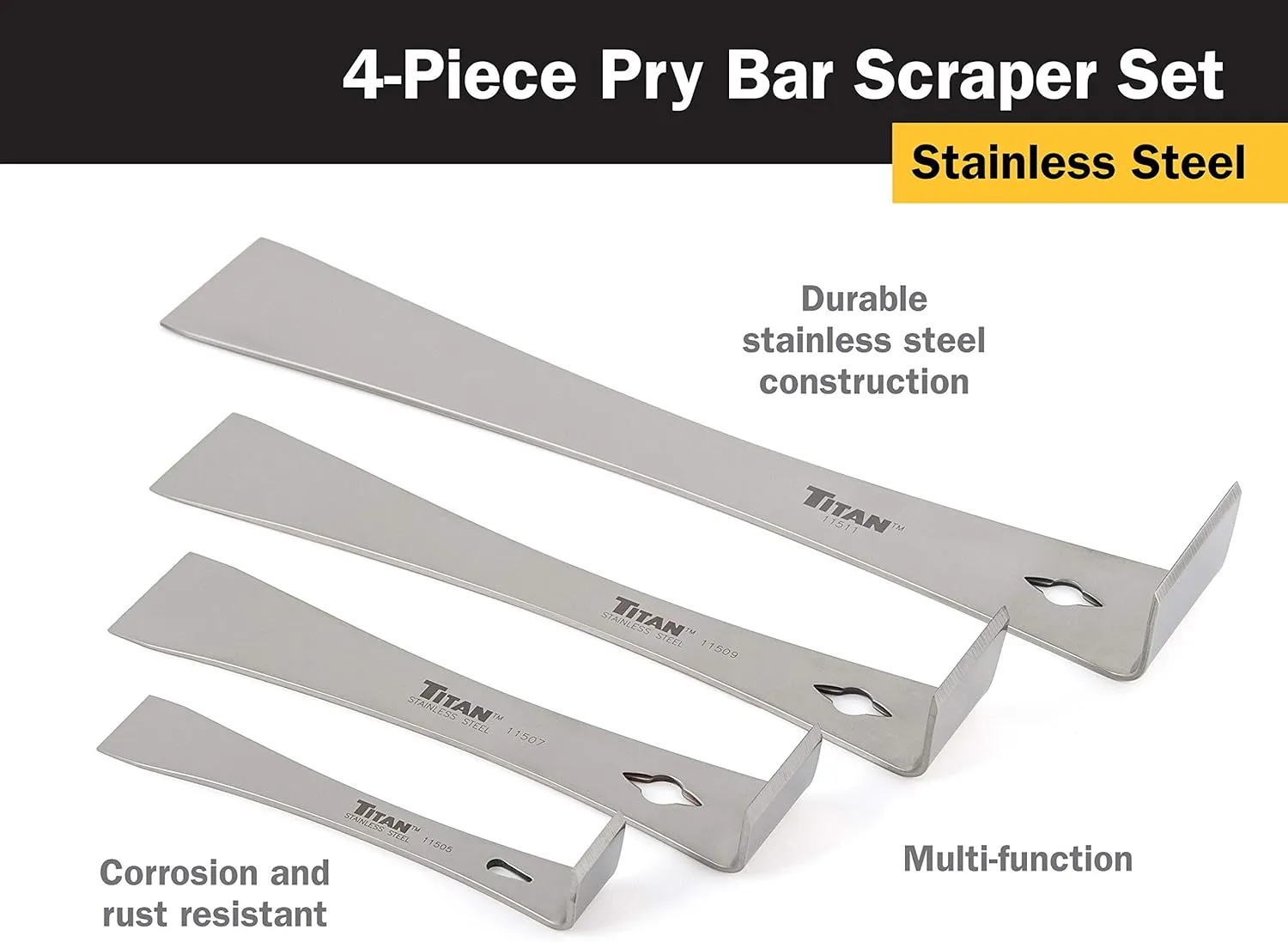 Titan 17009 4-Piece Stainless Steel Pry Bar Scraper Set