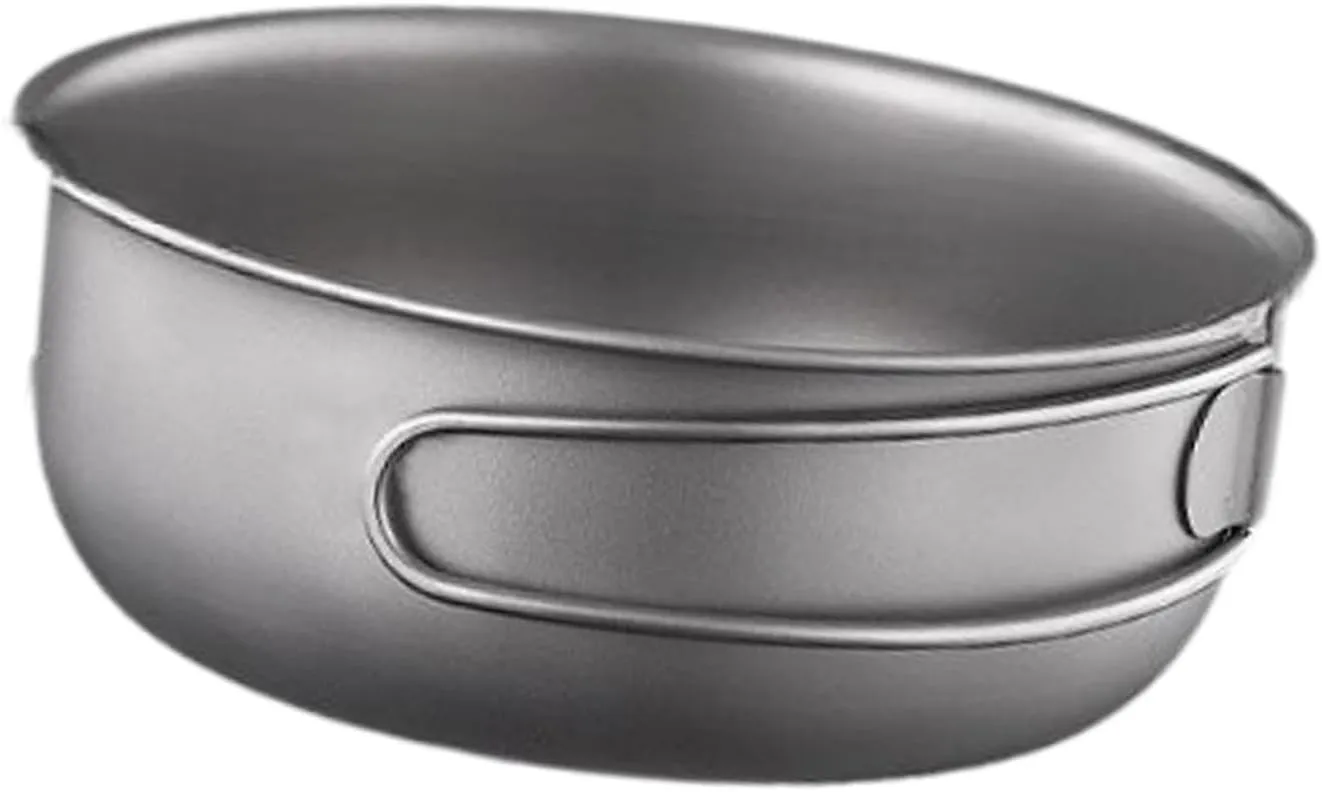 Titanium Cook Pan Camping Pan Plate Dish Utensils Folding Handle Bowl Frying Pan Titanium Pan for Backpacking Home Outdoor