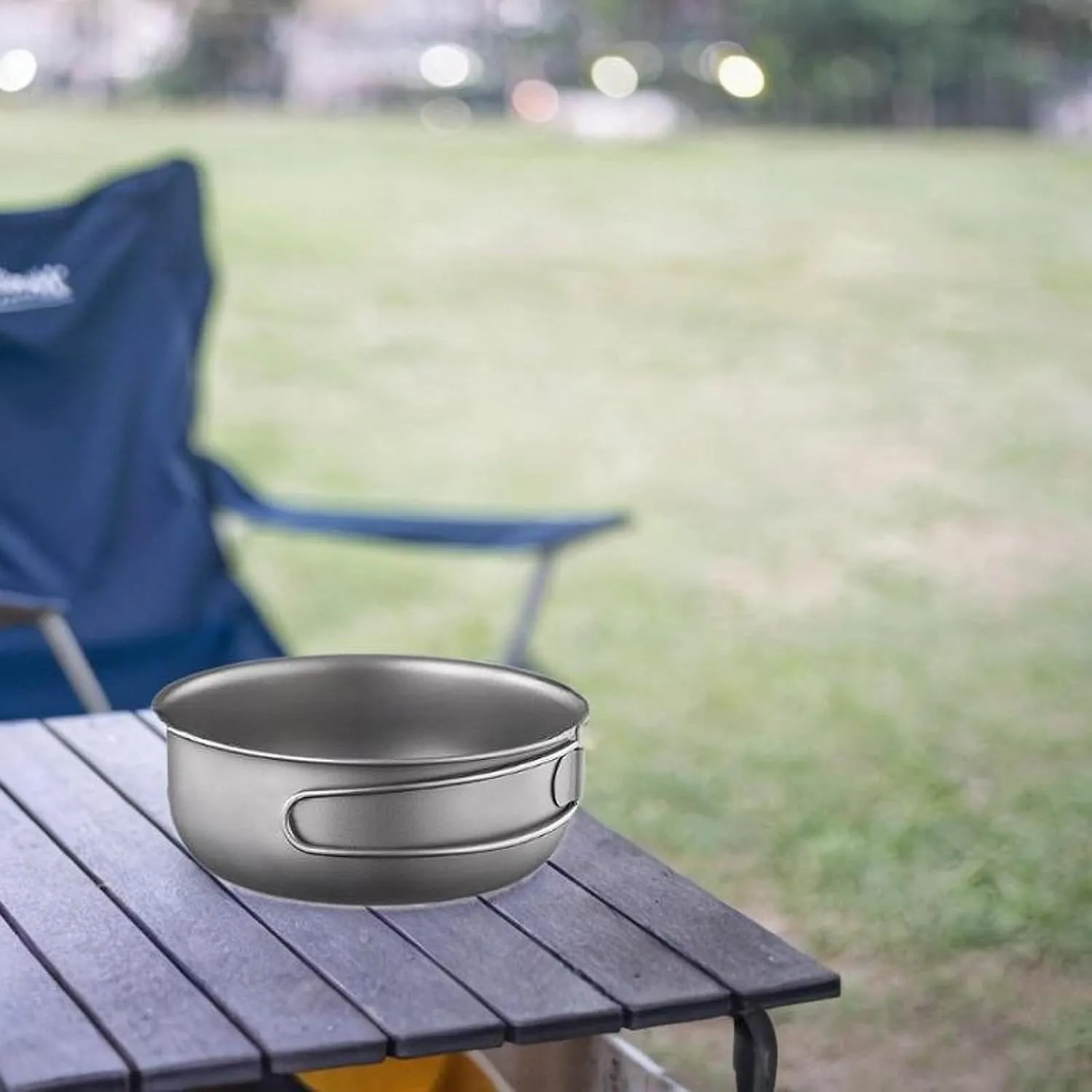 Titanium Cook Pan Camping Pan Plate Dish Utensils Folding Handle Bowl Frying Pan Titanium Pan for Backpacking Home Outdoor