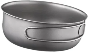 Titanium Cook Pan Camping Pan Plate Dish Utensils Folding Handle Bowl Frying Pan Titanium Pan for Backpacking Home Outdoor
