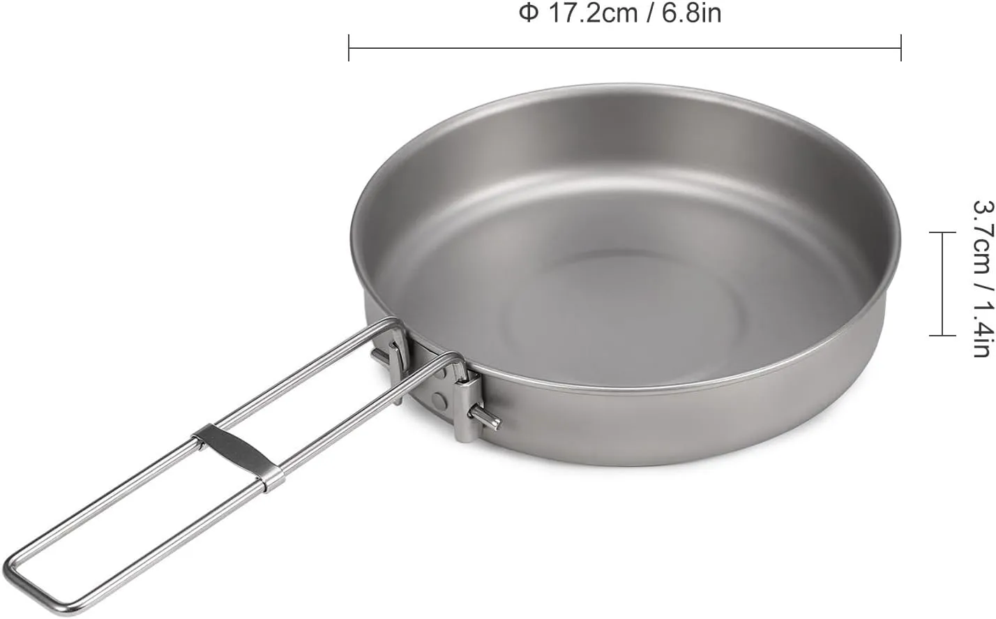 Titanium Fry Pan Ultralight Grill Frying Pan With Folding Handle，Compatible For Lixada Titanium Fry Pan Grill Frying Pan Outdoor Cooking Camping Hiking Backpacking(1000mlwithout handle)