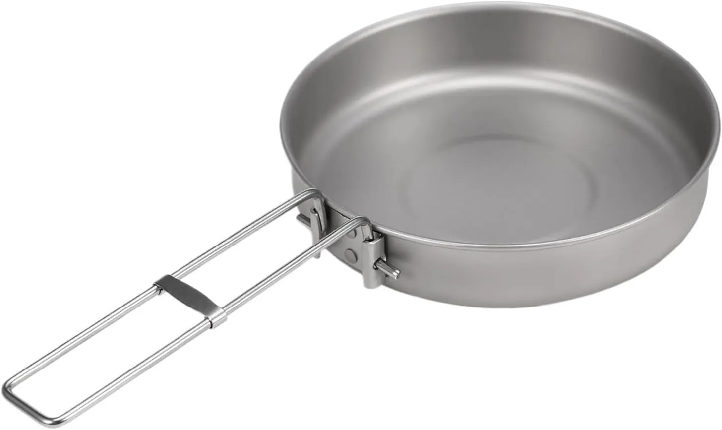 Titanium Fry Pan Ultralight Grill Frying Pan With Folding Handle，Compatible For Lixada Titanium Fry Pan Grill Frying Pan Outdoor Cooking Camping Hiking Backpacking(1000mlwithout handle)