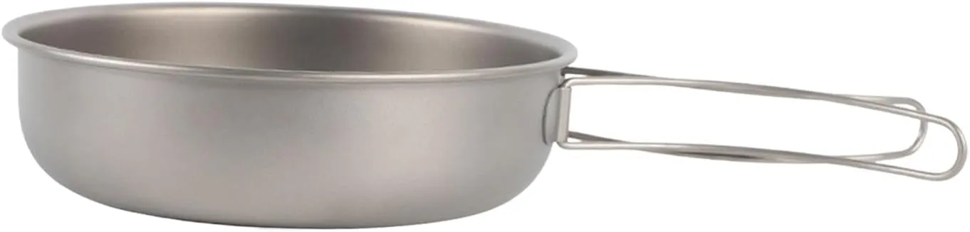 Titanium Frying Pan Cookware Multipurpose with Foldable Handle Camping Pan for Travel Kitchen Picnic Backpacking Equipment, 1200ML