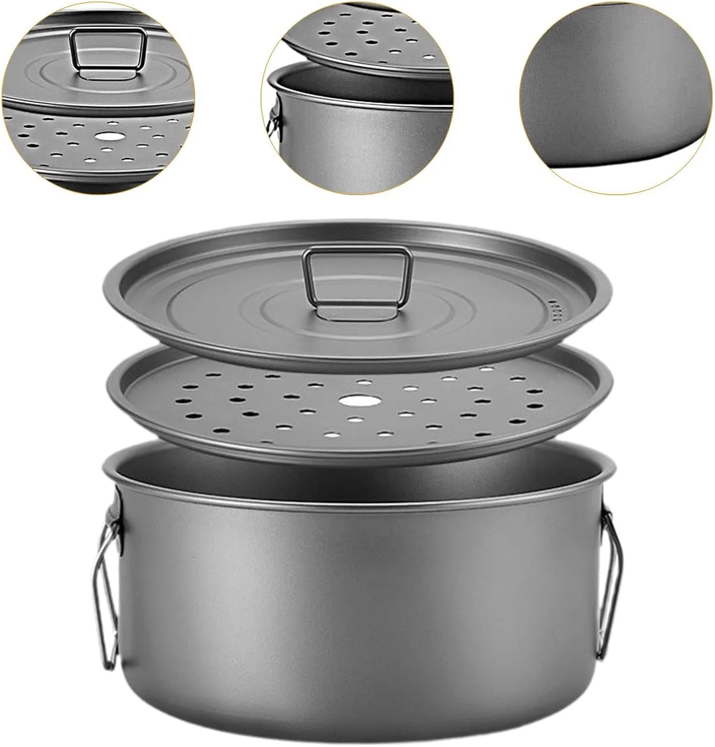 Titanium Mug Camp Cooking Pot Camping Pot with Lid Portable Cooking Equipment for Home Outdoor
