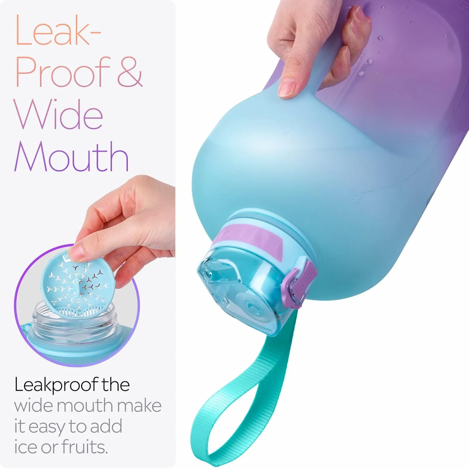 TOBA Motivational BPA Free Water Jug Large Sports Water Bottle Leakproof Drinking, 1 Gallon 128 oz, Petal