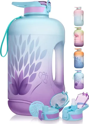 TOBA Motivational BPA Free Water Jug Large Sports Water Bottle Leakproof Drinking, 1 Gallon 128 oz, Petal