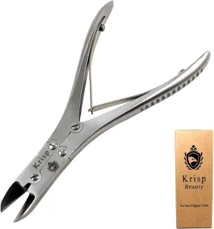 Toenail Clippers for Thick Ingrown Toenails - Professional Nail Cutter Nail Trimmer Podiatry Fingernail Clipper for Men Women Seniors Elderly Podiatrist Heavy Duty Stainless Steel Tool by Krisp Beauty