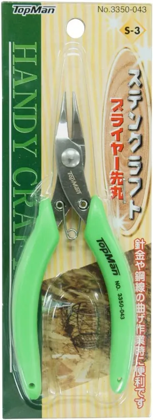 Topman Handy Craft Tool S-3 Round Tip Stainless Steel Spring Loaded Pliers, with Plastic Handle, for Jewelry Making